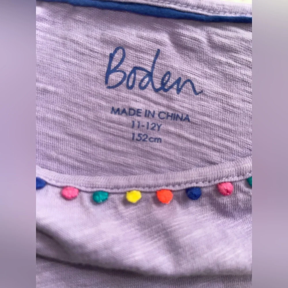 Boden Lavender Kids Dress with Multicolor Trim